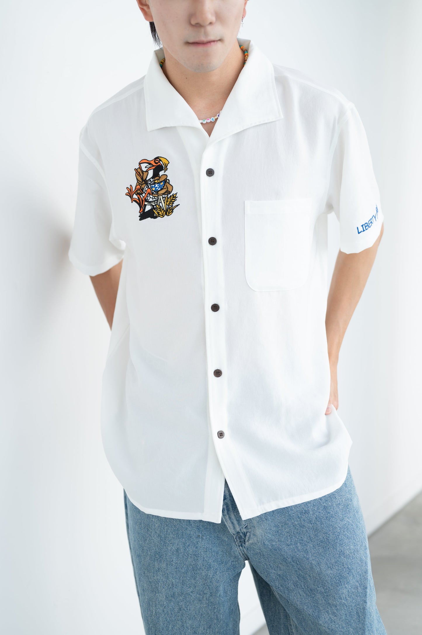 【受注生産】ヤンバルクイナ刺繍 かりゆしシャツ / LIBERTY FORCE オリジナル