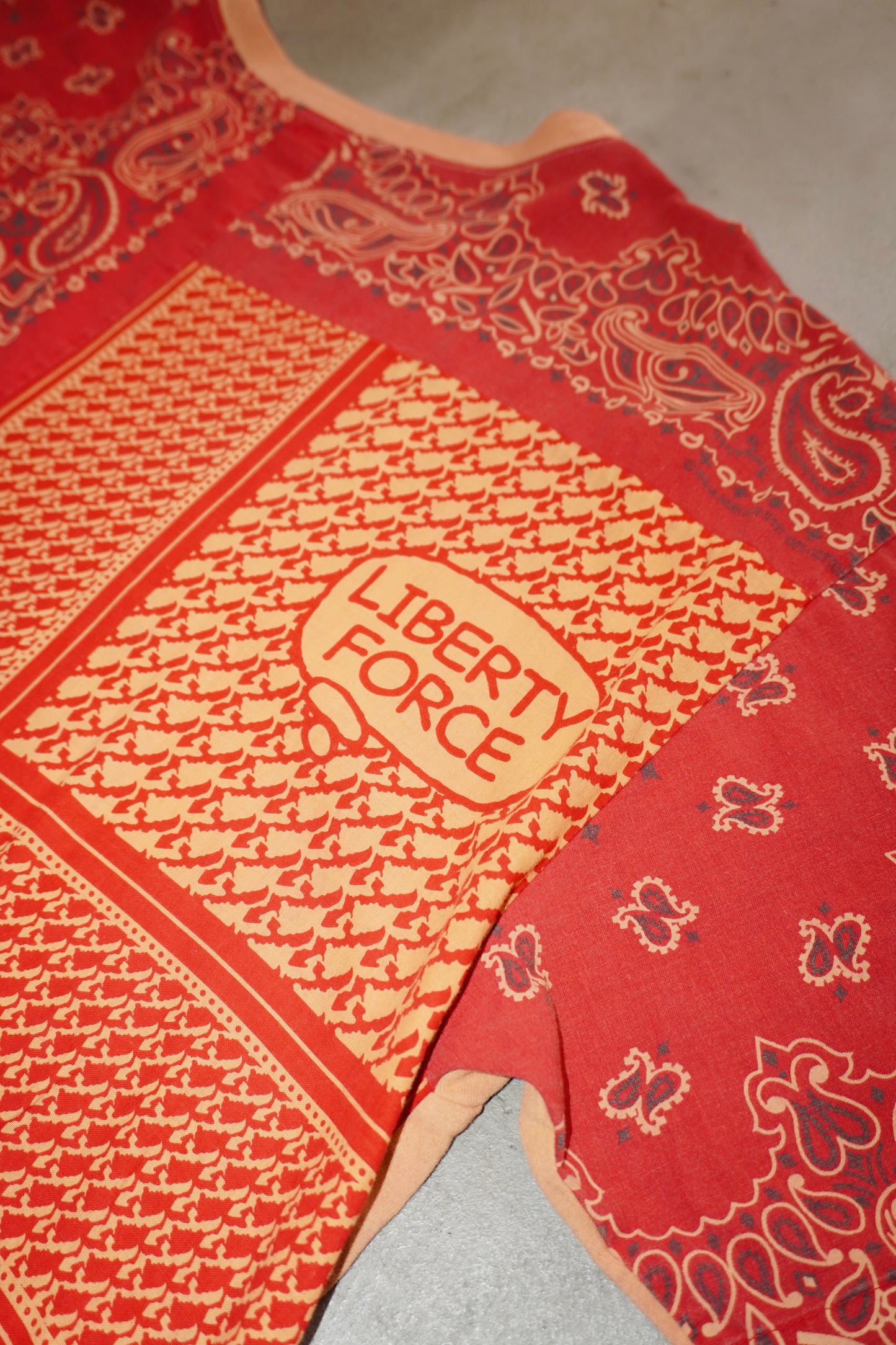 BANDANNA PATCHWORK T-SHIRT (ORANGE)