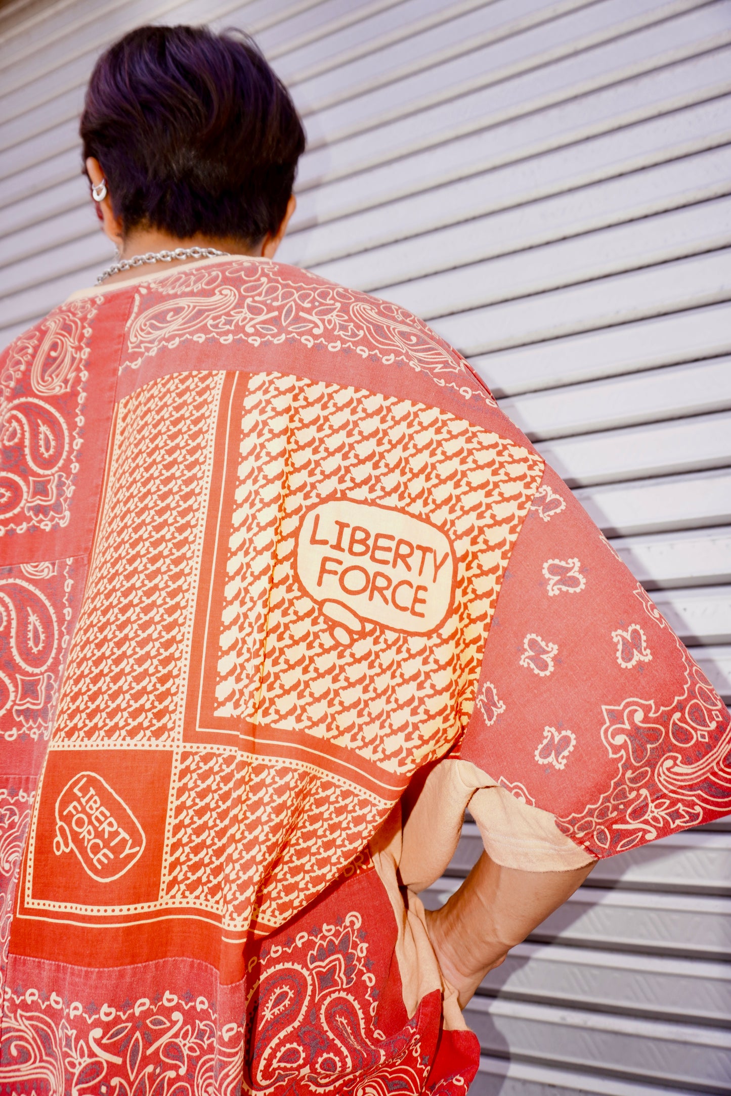 BANDANNA PATCHWORK T-SHIRT (ORANGE)