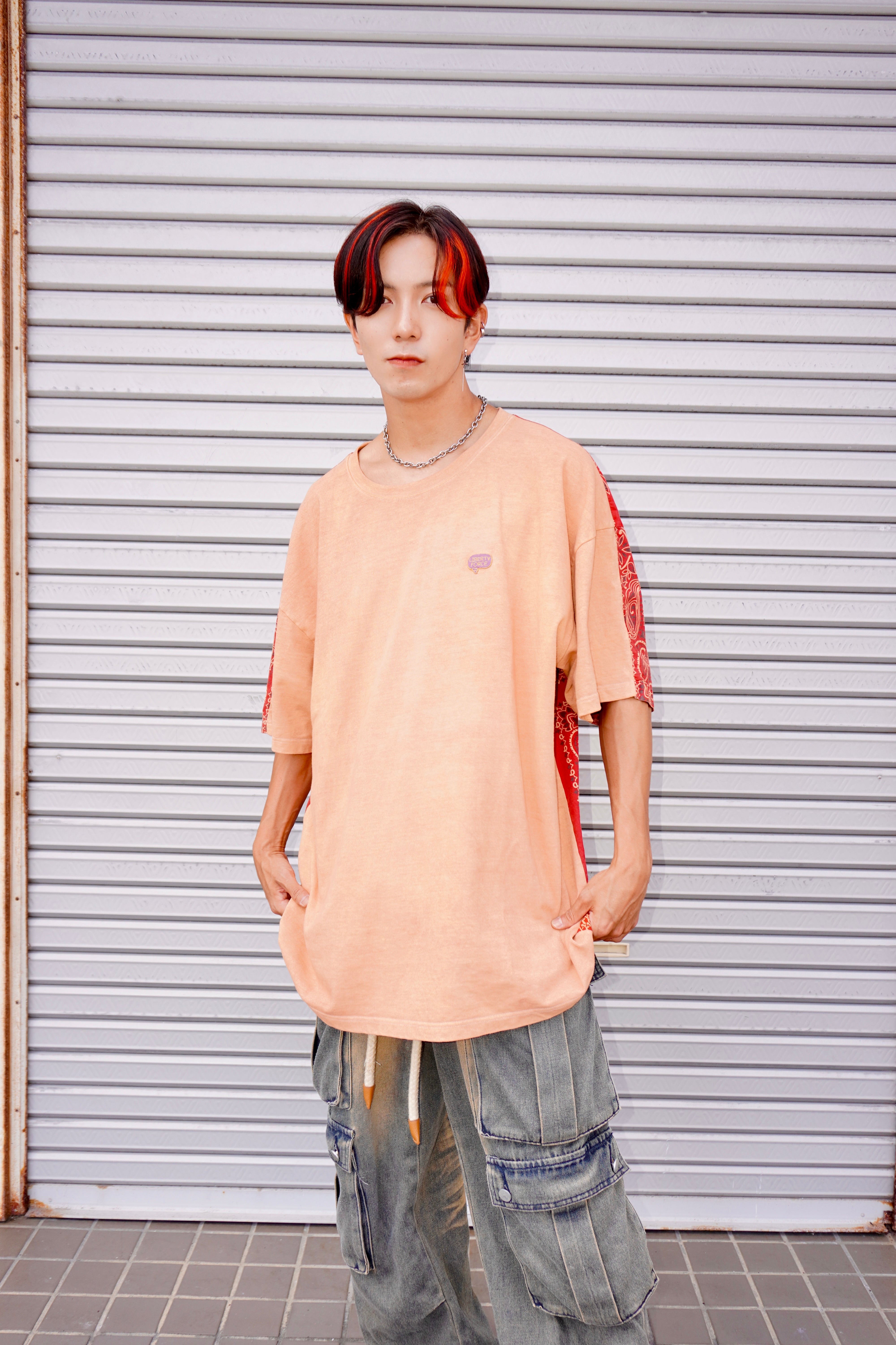 新品未使用 TIMEWORN CLOTHING BANDANA ORANGE RED X 100% Cotton XL Paisley Bandana (25